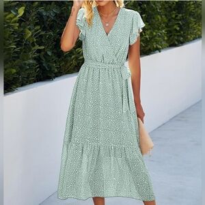 Summer Bohemian Floral Casual Wrap Dress